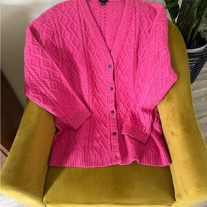 Talbots Bright Pink Cable Knit Cardigan